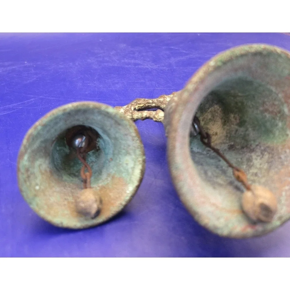 Bronze‎ Triple Bells Antique Patina  Mexi-Spanish Colonial Mission 1800's B#28